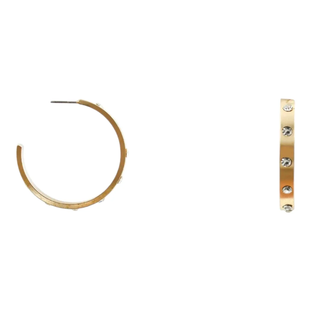 Gold Metal Hoop with Rhinestone Accent 1.5